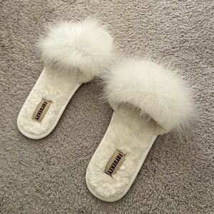 Furry White Slippers